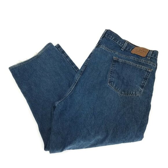 Arizona Blue Denim Loose Fit Zipper 5 Pocket Tapered Leg Jeans Mens 51 X 28 - Picture 1 of 9